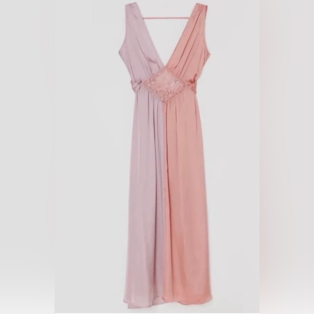 THE BRIGHT SIDE Dawn Lace Satin Slip Maxi Dress XS